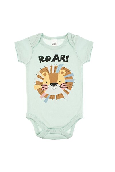 OEM Body din Bumbac Verde Menta Model Leu "Roar!" & Maneca Scurta pentru Bebe...