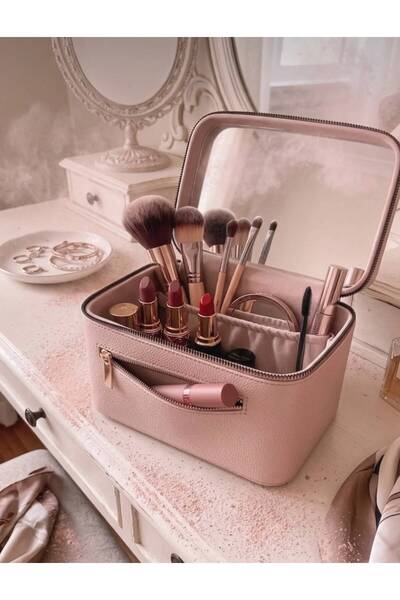 zyc Mirrored Makeup Bag - Travel Organizer Cosmetic Bag Size (21X15X13)