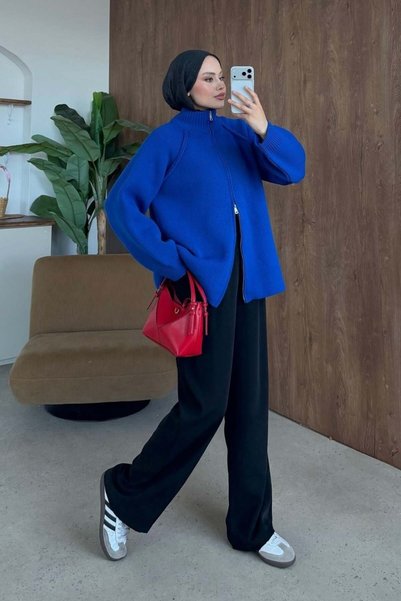 Şule Giyim Rosie Zippered Cardigan Saks