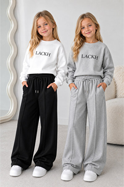 LACKH 2 Pcs Black Gray Kids Sweatpants Tracksuit