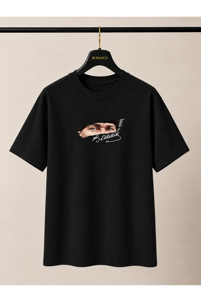 SB BİANCO Mustafa Kemal Atatürk Eye and Signature Printed Oversize Unisex Pre...