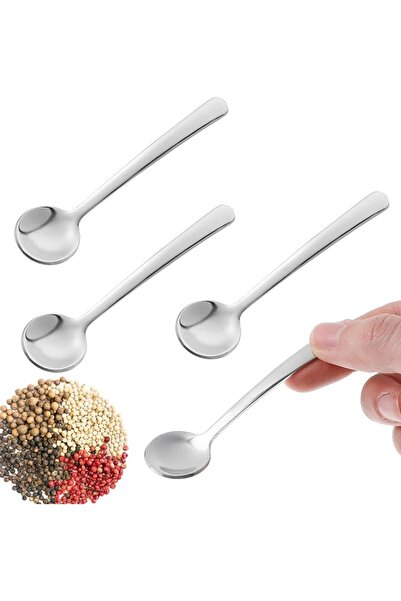 SYOSI 4 Pcs Mini Stainless Steel Spice Spoons, 3.5x0.9 Inch Tiny Utensils for...
