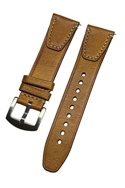 Azzuro Vintage Akıllı Pimli Taba Deri Saat Kordonu-18MM