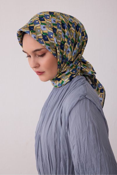 Belli Eșarfă din mătase twill 100% cu model geometric BE02-81