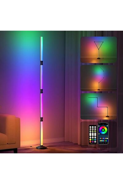 REOCLE مصباح أرضي LED قابل للطي بطول 1.45 متر، مع تحكم عبر التطبيق وجهاز التح...