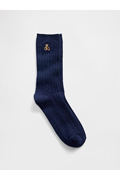 GAP Erkek Lacivert Brannan Bear Cable-Knit Crew Çorap