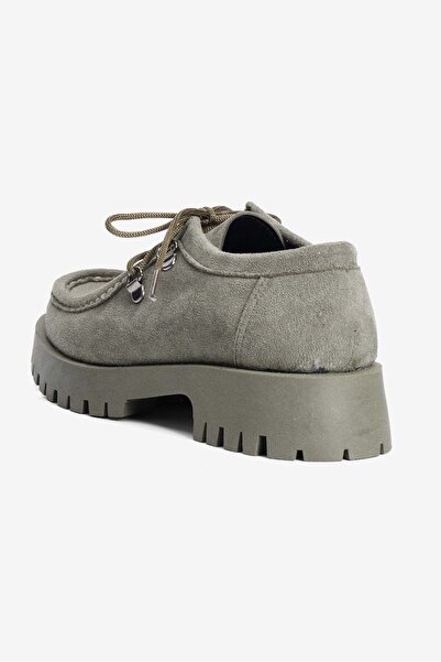 Mubiano Women's Suede Loafer Lace-Up Thick Sole Arlo Khaki