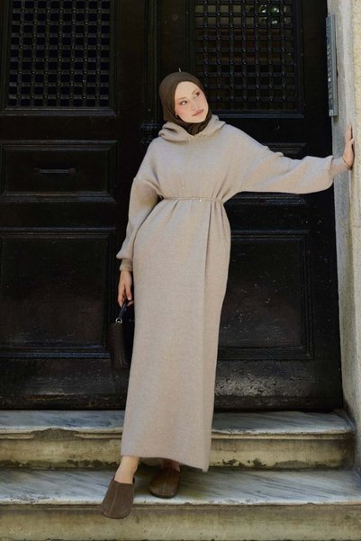 Şule Giyim Eleni Yumoş Dress Mink