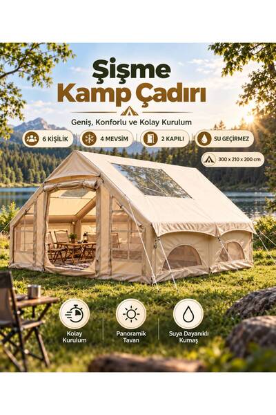 ATLT ATLANTİS 6 KİŞİLİK 4 MEVSİM 2 KAPILI PANORAMİK TAVAN PENCERELİ SU GEÇİRM...