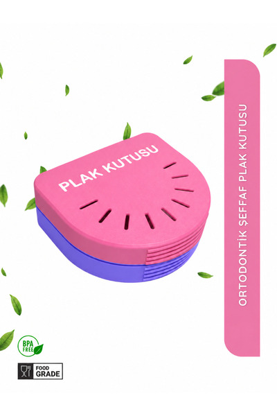 AC BOX Pembe Mor Ortodontik Şeffaf Plak Kutusu Diş Sıkma Plağı Saklama Kabı H...