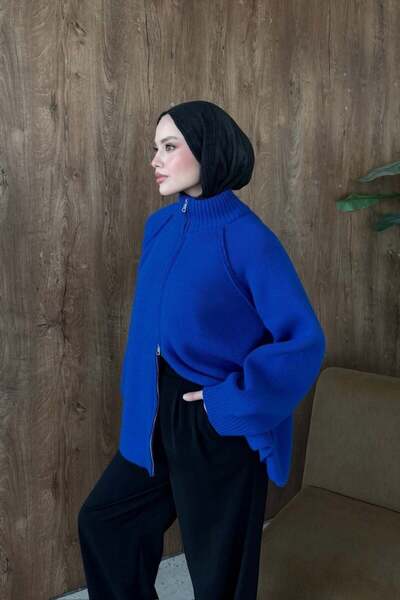 Şule Giyim Rosie Zippered Cardigan Saks