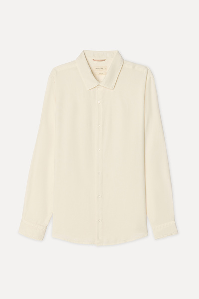 Mudo Men's Off-White Lyocell Regular Fit Long Sleeve Shirt