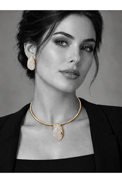 Mf Earrings and Necklace Set