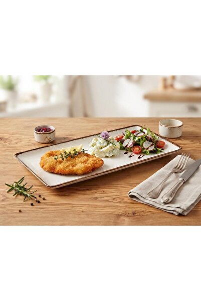 Kütahya Porselen Bone Tan Serisi 2 Parça 35*15 Cm Tavuk Dünyası Tabağı Krem