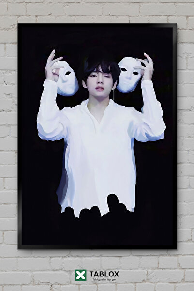 TABLOX Taehyung V Bts Kpop pevač idol muzika korejski portret uokviren dekora...