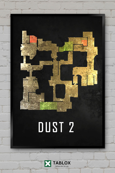 TABLOX Χάρτης Dust 2 Μαύρος Χάρτης Παιχνιδιού Csgo Counter Strike Πλαισιωμένο...