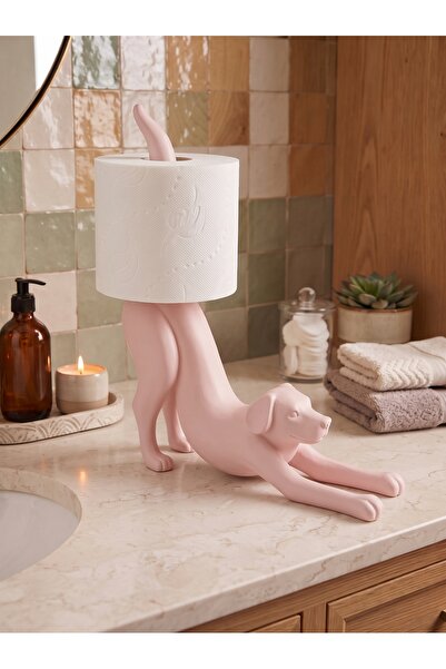 Dumledo Stretching Dog Light Pink Toilet Paper Holder |   Decorative Toilet P...