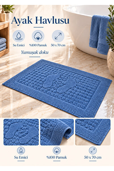 GLOMAR Bath Mat 1 Piece Foot Towel with Water Absorption 100% Cotton Hotel Ba...