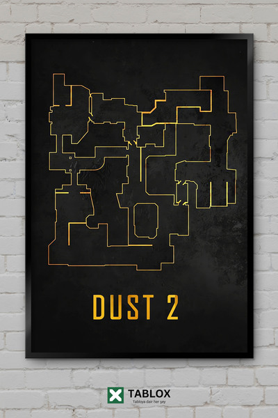 TABLOX Dust2 Map Black Black Gold Golden Csgo Game Map Frame Appearance Διακο...