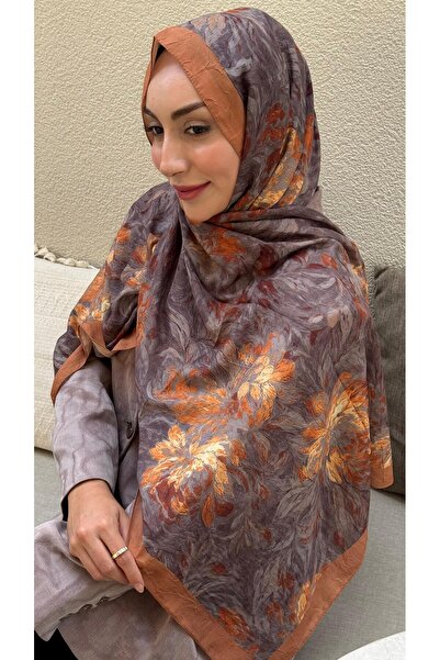 Firuze scarf Orange Mahru Pattern Bamboo Kraş Shawl