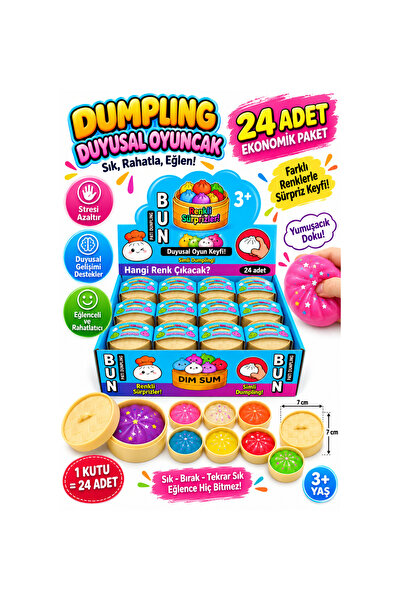 ALAY Ticaret 🌈 Çin mantısı Mini Dumpling Duyusal Fidget Oyuncağı – 24 Adet