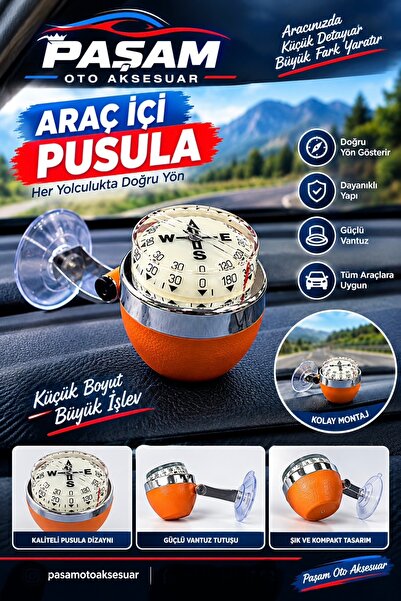 Paşam Oto Aksesuar Etiketçilere Pusula Vantuzlu ( Turuncu Gövde)