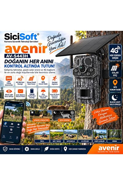 AVENİR 3MP 4G Solar Panelli GPS Black Light Fotokapan
