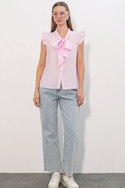 Modamorfo Women's Collared Sleeveless Shirt 40038 - Pink