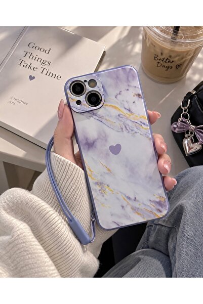 MİRAZ TASARIM IPHONE 13/14 TELEFON İPLİ MAVİ ÜZERİ DESENLİ KILIF