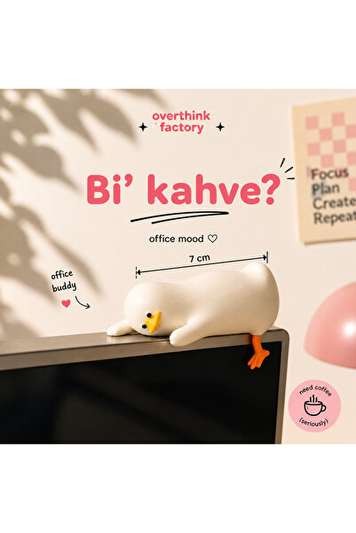 Overthink Factory Ördek Monitör Süsü – Masaüstü Dekoratif Figür, Ekran Üstü O...