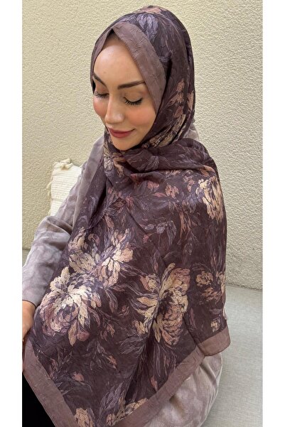 Firuze scarf Light Brown Mahru Pattern Bamboo Kraş Shawl