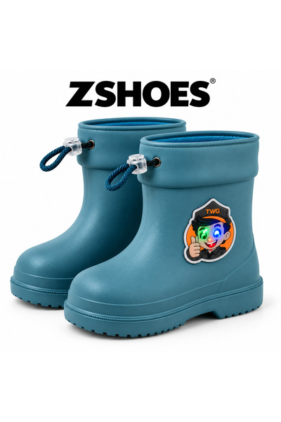 ZSHOES Unisex İçi Kürklü Ortopedik Su geçirmez Işıklı Logo Kaymaz Çocuk Bot