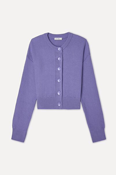 Mudo Women's Purple Crew Neck Cardigan