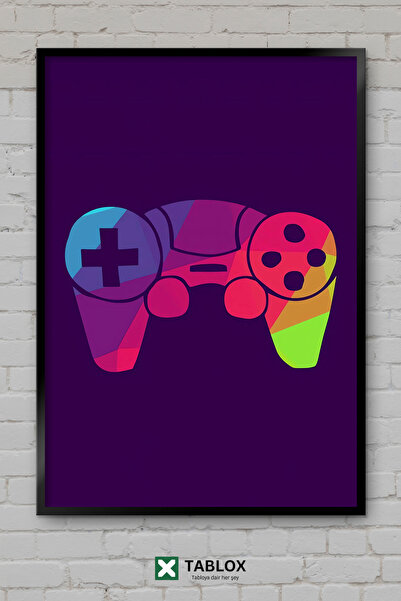 TABLOX Rainbow Gaming Colorful Gaming Neon Gamer Wall Poster Framed Decorativ...