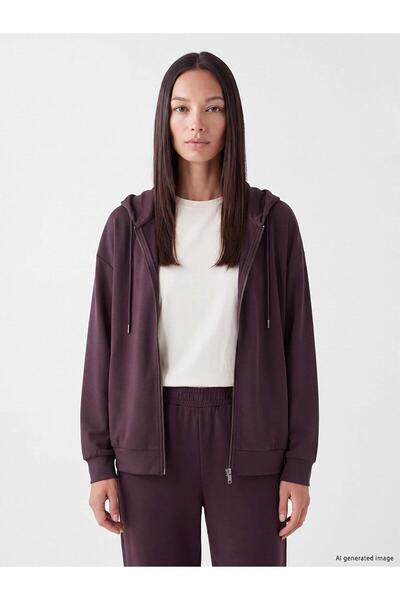 LC Waikiki Soft Touch Oversize Women's Zippered Sweatshirt (W6)