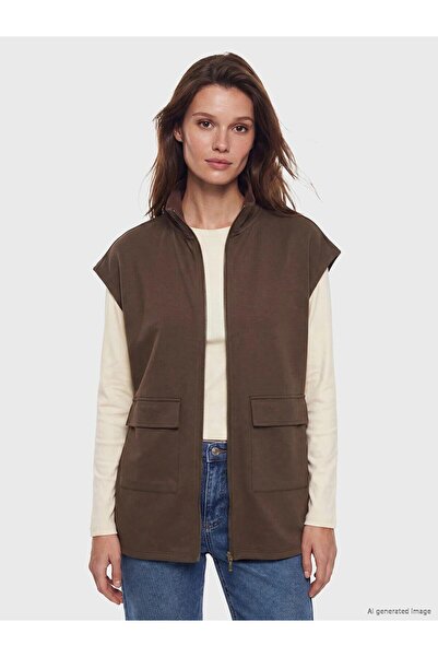 LC Waikiki High Collar Oversize Drawstring Women's Vest (S6)