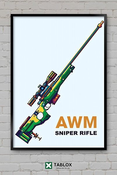 TABLOX Awm Sniper Sniper Rifle Game Poster pentru jocuri cu pușcă, cadru mili...