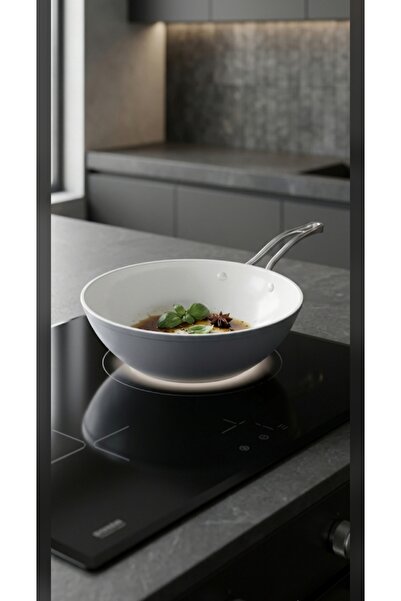 Madame Coco Nano Ceramic Wok Pan - Γκρι/Λευκό - 28 cm