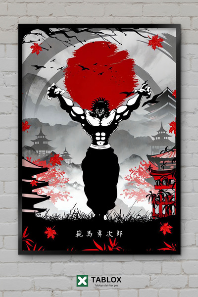 TABLOX Bakî Yujiro Hanma Anime Manga Fighter Ιαπωνική αφίσα με κορνίζα Διακοσ...