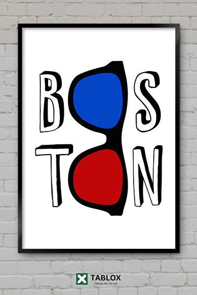 TABLOX Boston 3d Glasses Glasses City Art Poster Retro înrămat Tablou decorat...
