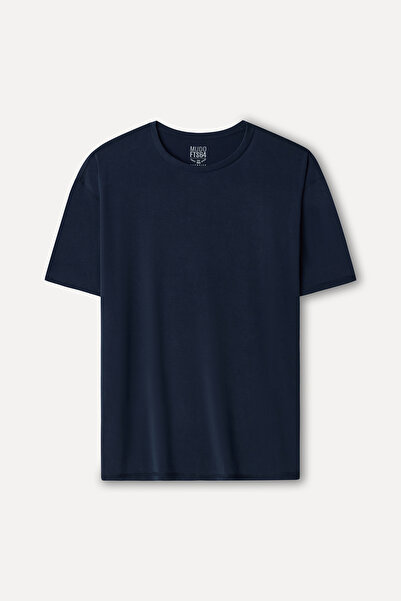 Mudo Men's Navy Blue Comfort Fit Crew Neck T-Shirt