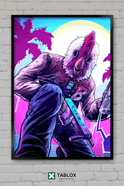 TABLOX Hotline Miami Video Game Retro Action Neon Αφίσα με κορνίζα Διακοσμητι...