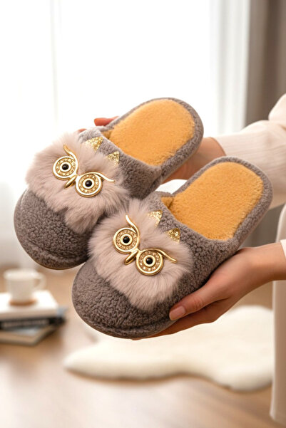 HFKY Women's Owl Figured Plush House Slippers. Soundproof Thick Sole Slippers