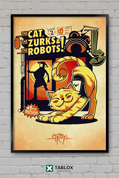 TABLOX Cat Zurks Robots Αφίσα επιστημονικής φαντασίας με ρομπότ γάτες, Πλαισι...