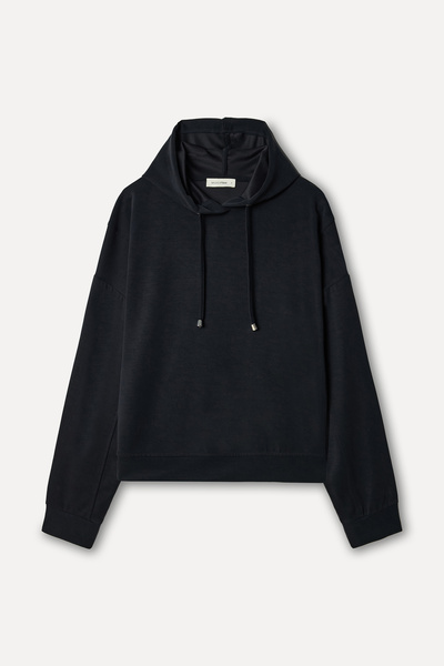 Mudo Women's Black Modal Blend Hooded Sweatshirt
