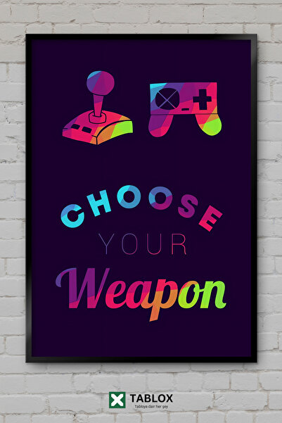 TABLOX Gaming Weapon Όπλο Παιχνιδιού Gamer Action Αφίσα Νέον με Κορνίζα Διακο...