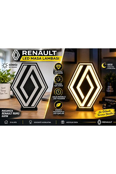 YSN SOUNDS Renault Masa Lambası , Renault Logolu Led Işıklı Masa Lambası , Re...