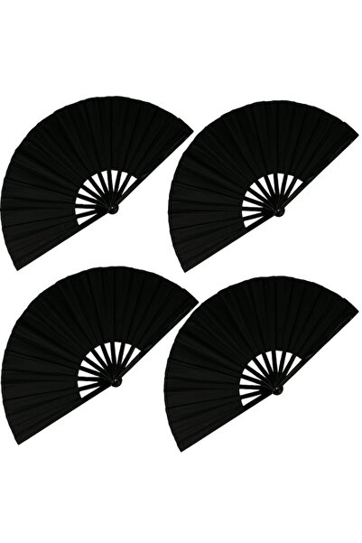odjas 4 x Evantai negru pliabil de mana 28x53 cm japonez stabil pentru dans s...