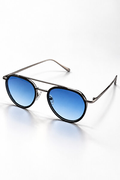 Roger Bacon Blue Oval Men's Sunglasses Metal Frame Uv400 Protective