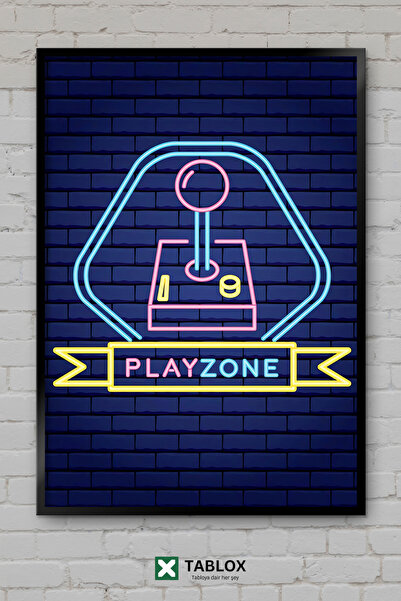TABLOX Game Zone Gaming Zone Gamer Neon Poster de perete înrămat Tablou decor...